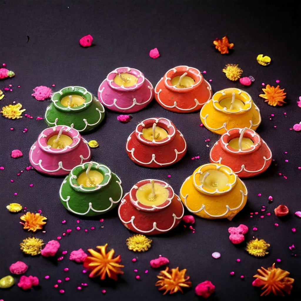 Waxed Filled Mitti Diya - 10 Pcs Set - salpers.ch