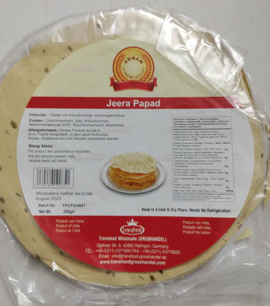 Annam Jeera Papad - 200g - salpers.ch