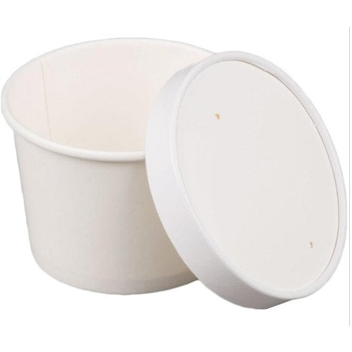 Leak Proof White Paper Tub with Lid - 350ml - 50 Pcs - salpers.ch