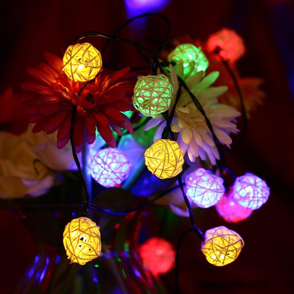 Battery Operated Ratten Ball LED Decoration Light - Multi-color - salpers.ch