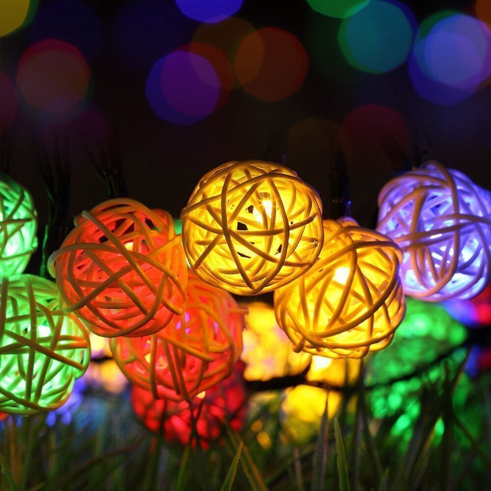 Battery Operated Ratten Ball LED Decoration Light - Multi-color - salpers.ch