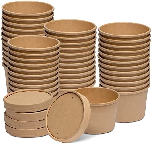 Kraft Paper Tub with Lid - Brown - 250ml - 50 Pcs - salpers.ch