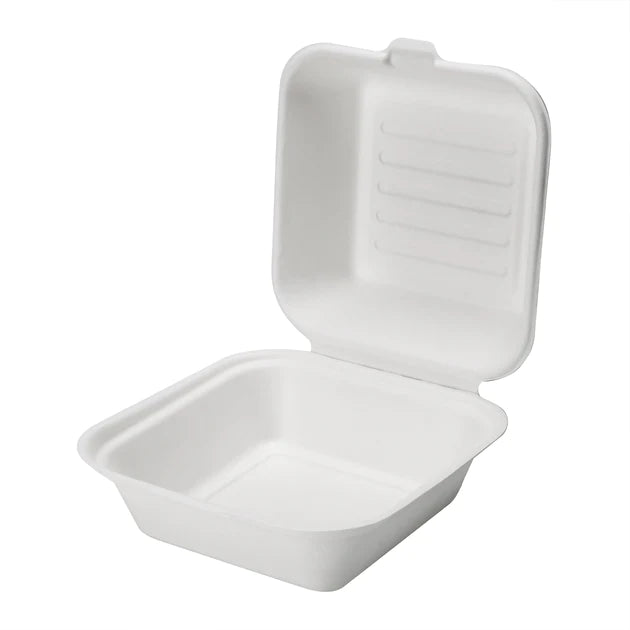 Sugarcane Bagasse - A Big Burger Box- White - 50Pcs - salpers.ch