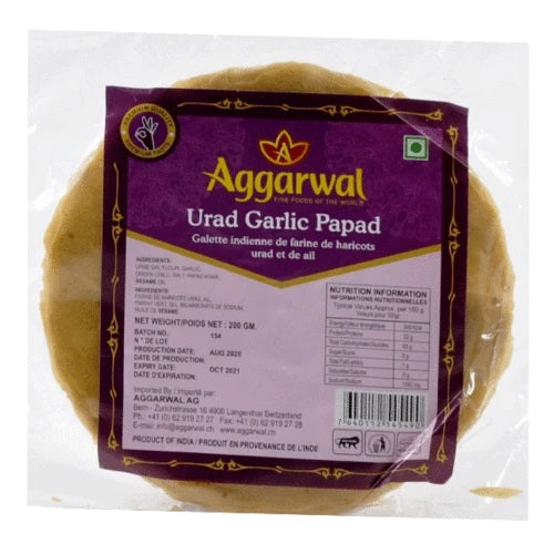 Urad Garlic Papad - Aggarwal - 200g - salpers.ch