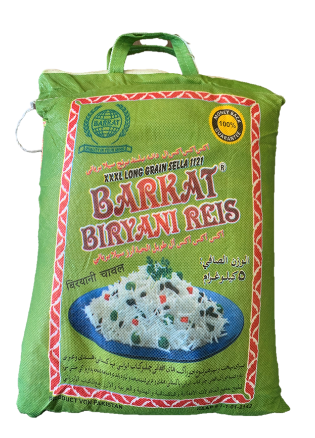 Barkat XXXL Long Grain Sella Rice - Green - 5kg - salpers.ch