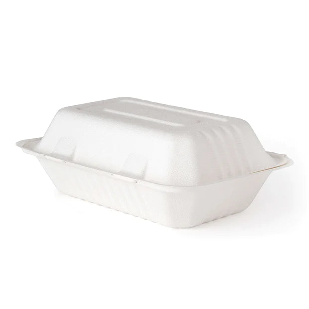 Sugarcane Bagasse - Clamshell Box- White - 1000ml - 50 Pcs - salpers.ch