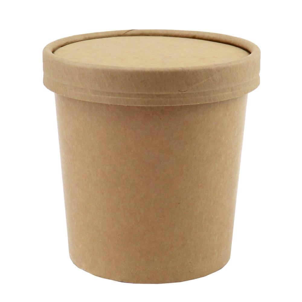 Kraft Paper Tub with Lid - Brown - 500ml - 50 Pcs - salpers.ch