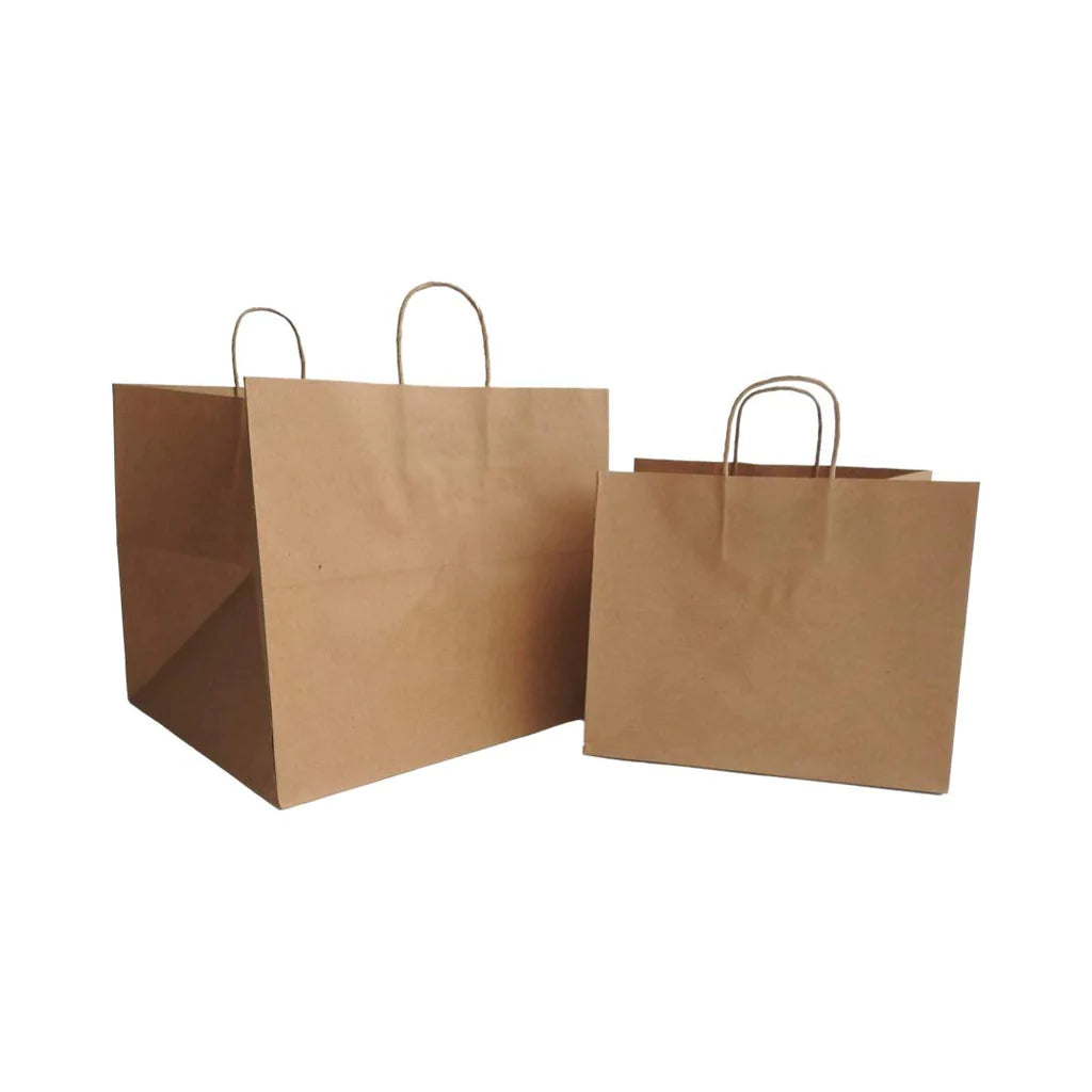 Kraft Paper Carrying Bag - Brown - 31 X 17 X 23 cm - 100 Pcs - salpers.ch